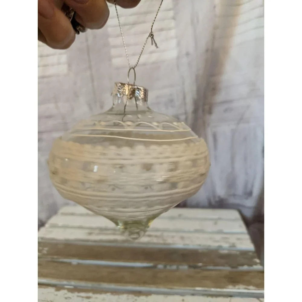 Glass crocheted ornament Xmas holiday‎ white